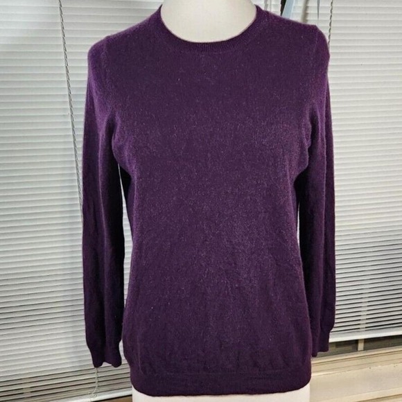 Talbots $199 0X Petite 100% Cashmere Purple Heather Rich Amethyst Audrey Sweater - Picture 3 of 7